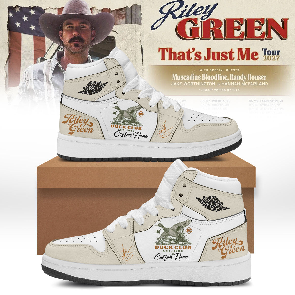 Personalized Riley Green That's Just Me Tour 2026 Sneakers Best Riley Green Merch - Foxy23shop