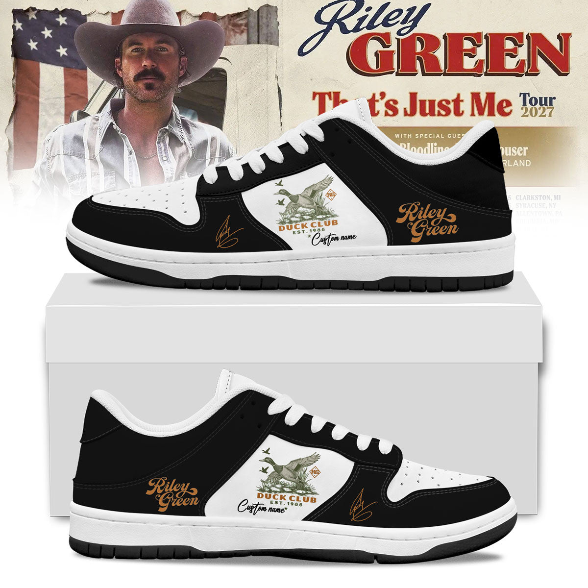 Custom Riley Green That's Just Me Tour 2026 Sneakers Riley Green Merch Best Fan Gifts - Foxy23shop