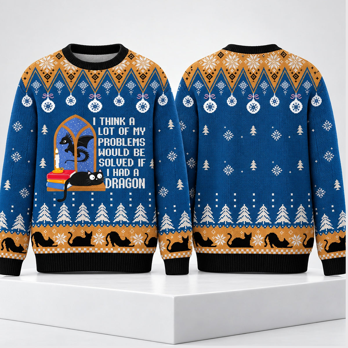 I Think A Lot Of My Problems Would Be Solved If I Had A Dragon Christmas Ugly Sweater Funny Xmas Clothing - Foxy23shop