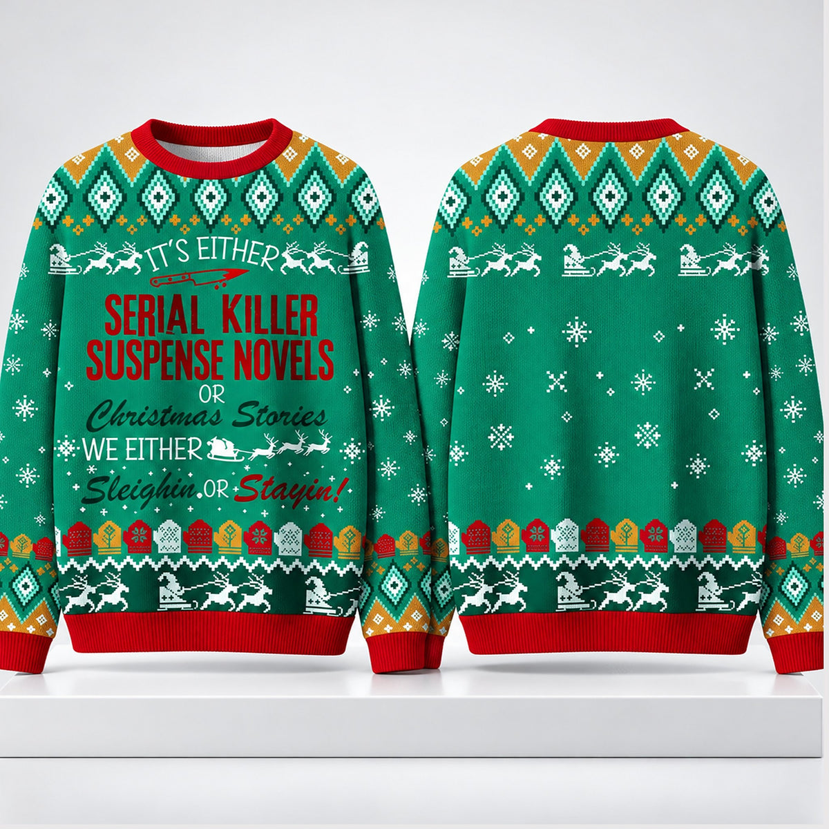 Its Either Serial Killer Suspense Novels Christmas 2026 Ugly Sweater Christmas Merch Xmas Gifts - Foxy23shop