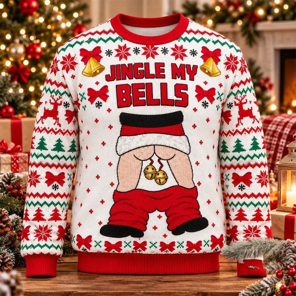 Jingle My Bells Funny Naughty Butt Ugly Christmas Sweater Funny Xmas Clothing Gifts For BFF - Foxy23shop