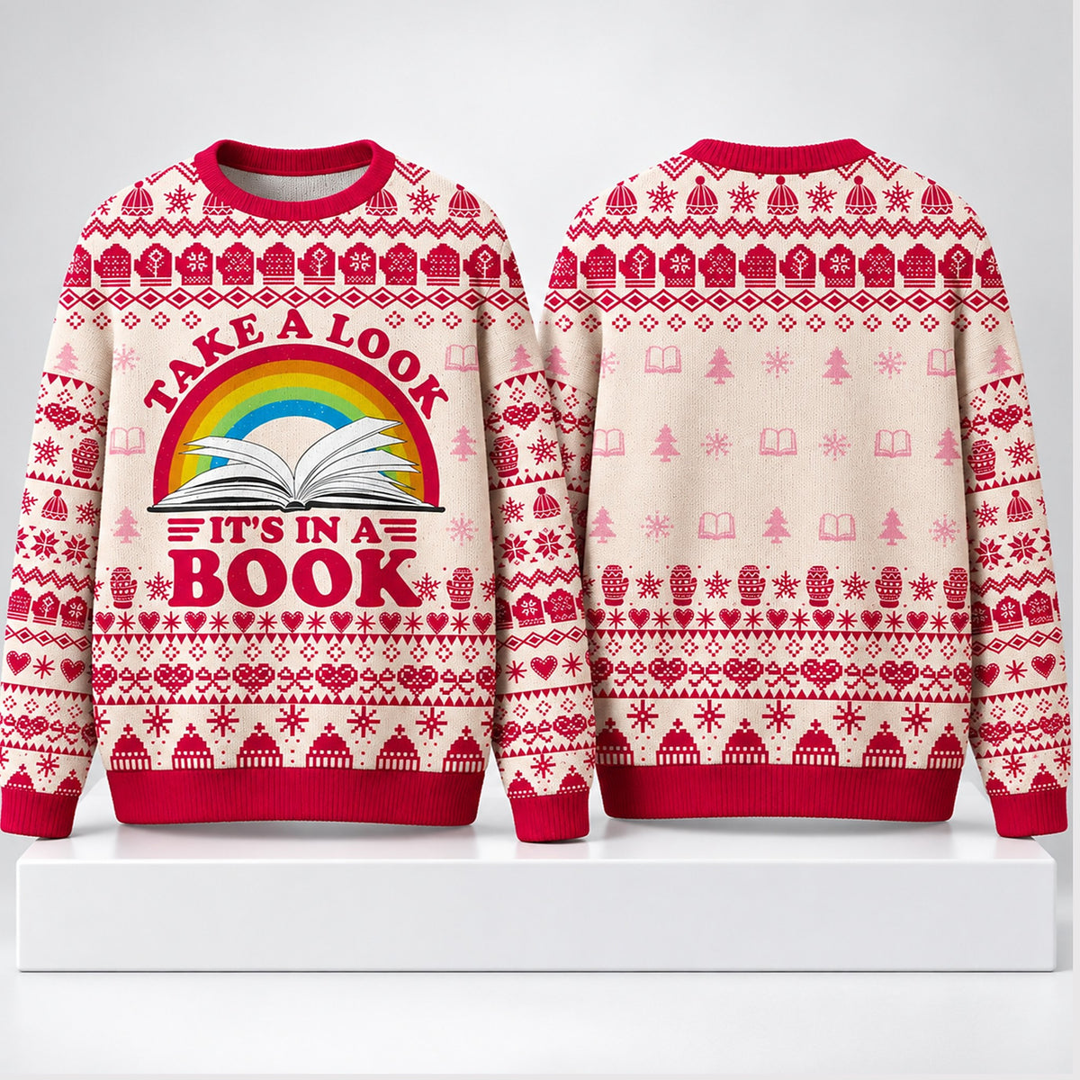 Take A Look Its In A Book Christmas 2026 Ugly Sweater Xmas Clothing Gifts For Sister - Foxy23shop
