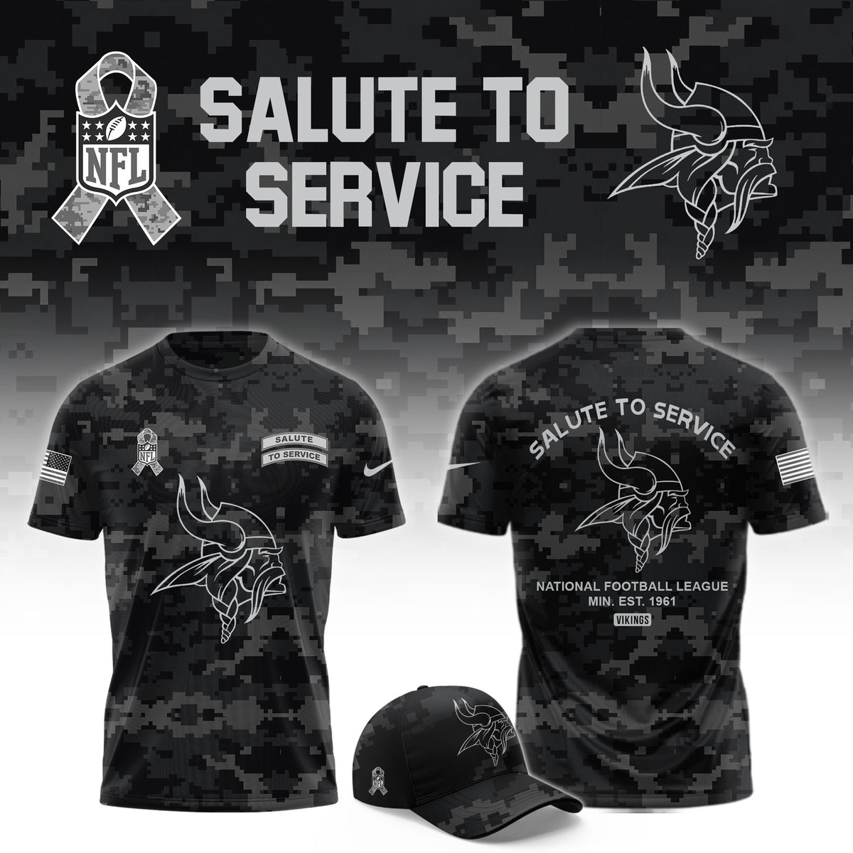 Minnesota Vikings Salute To Service T-Shirt Minnesota Vikings Merch Gifts For Skol Nation - Foxy23shop