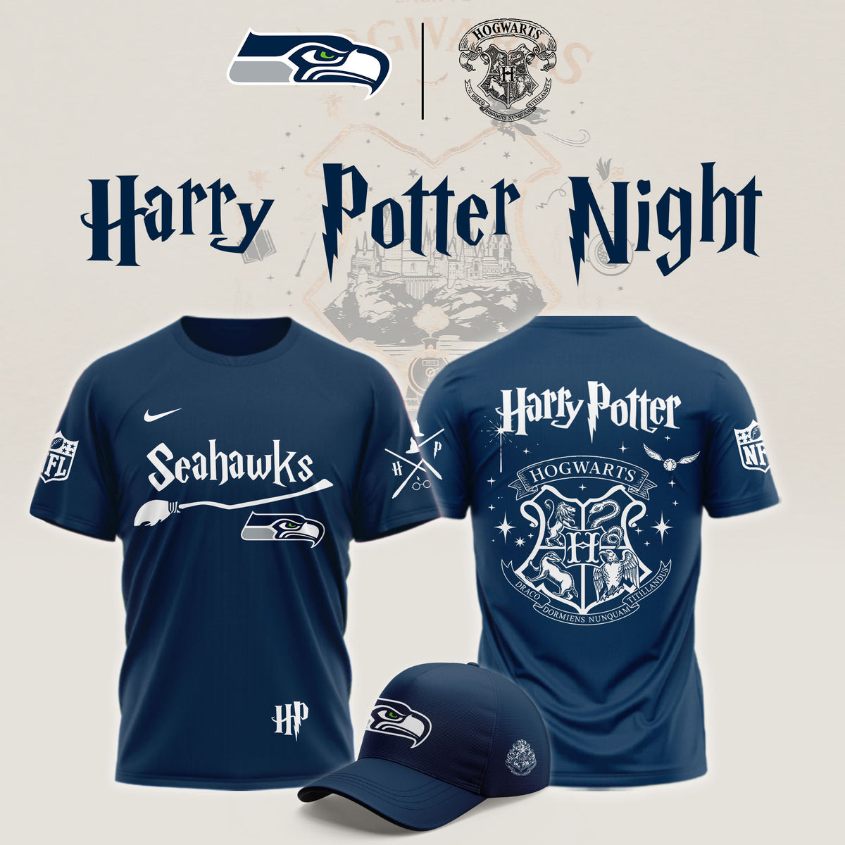 Seattle Seahawks X Harry Potter Night 2026 T-Shirt Seattle Seahawks Merch The 12s Presents - Foxy23shop
