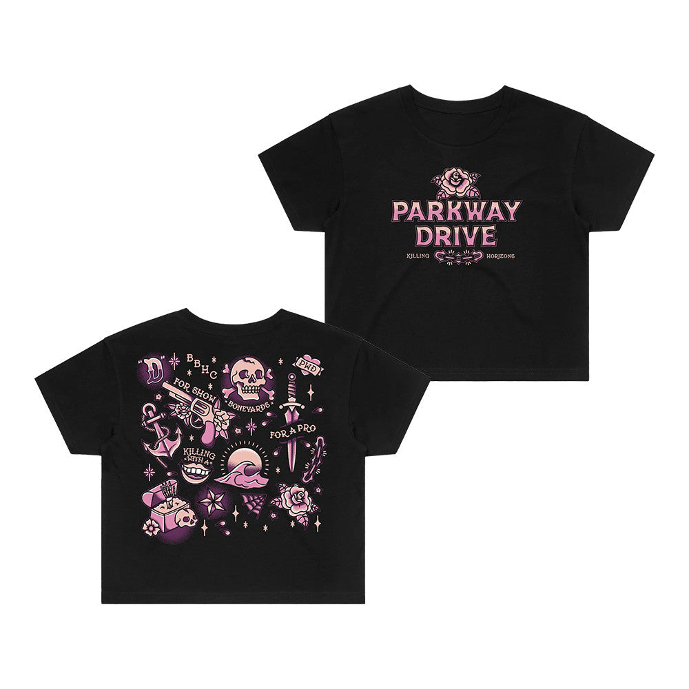 Parkway Drive Merch Killing Horizons Tattoo Flash Cropped Shirt Cool Gifts For Music Lovers - Foxy23shop