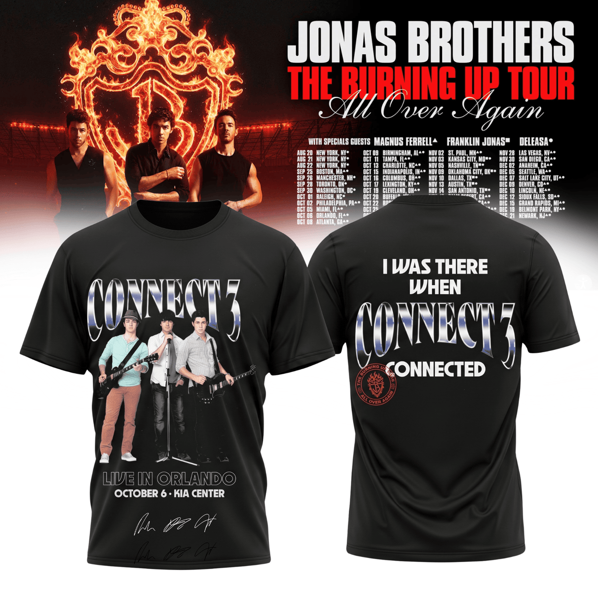 Jonas Brothers Merch The Burning Up Tour All Over Again 2026 Shirt Best Gift Music Lover - Foxy23shop
