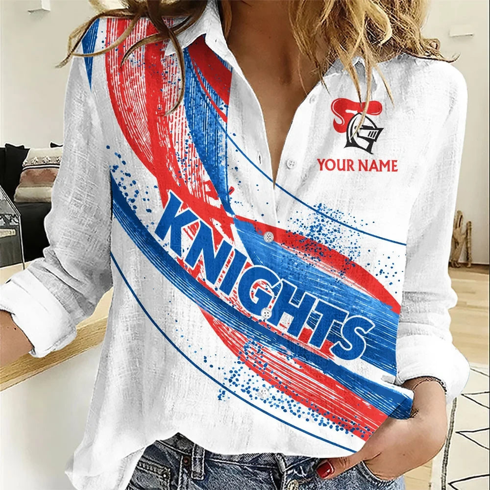 Custom Newcastle Knights Button Up Long Sleeve Newcastle Knights Clothes Gift For Sisters - Foxy23shop