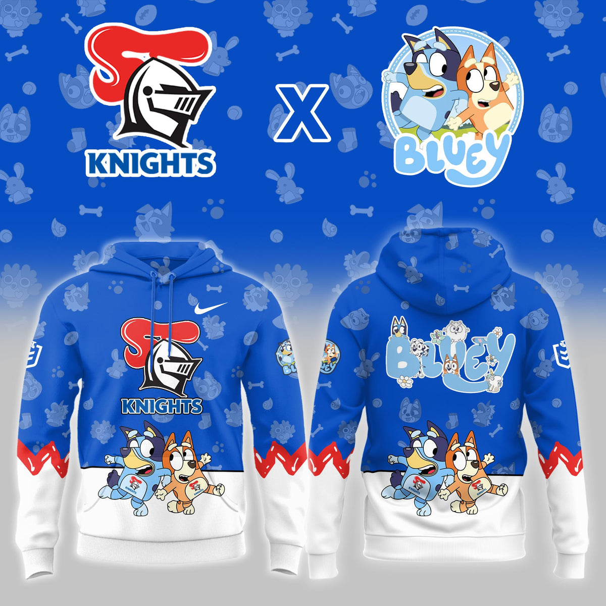 Newcastle Knights Bluey Bingo Hoodie Newcastle Knights Rugby Apparel Gift For Brothers - Foxy23shop