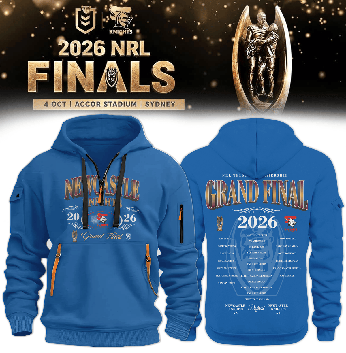 Newcastle Knights Half Zip Hoodie Newcastle Knights Apparel Gift For Rugby Supporters - Foxy23shop