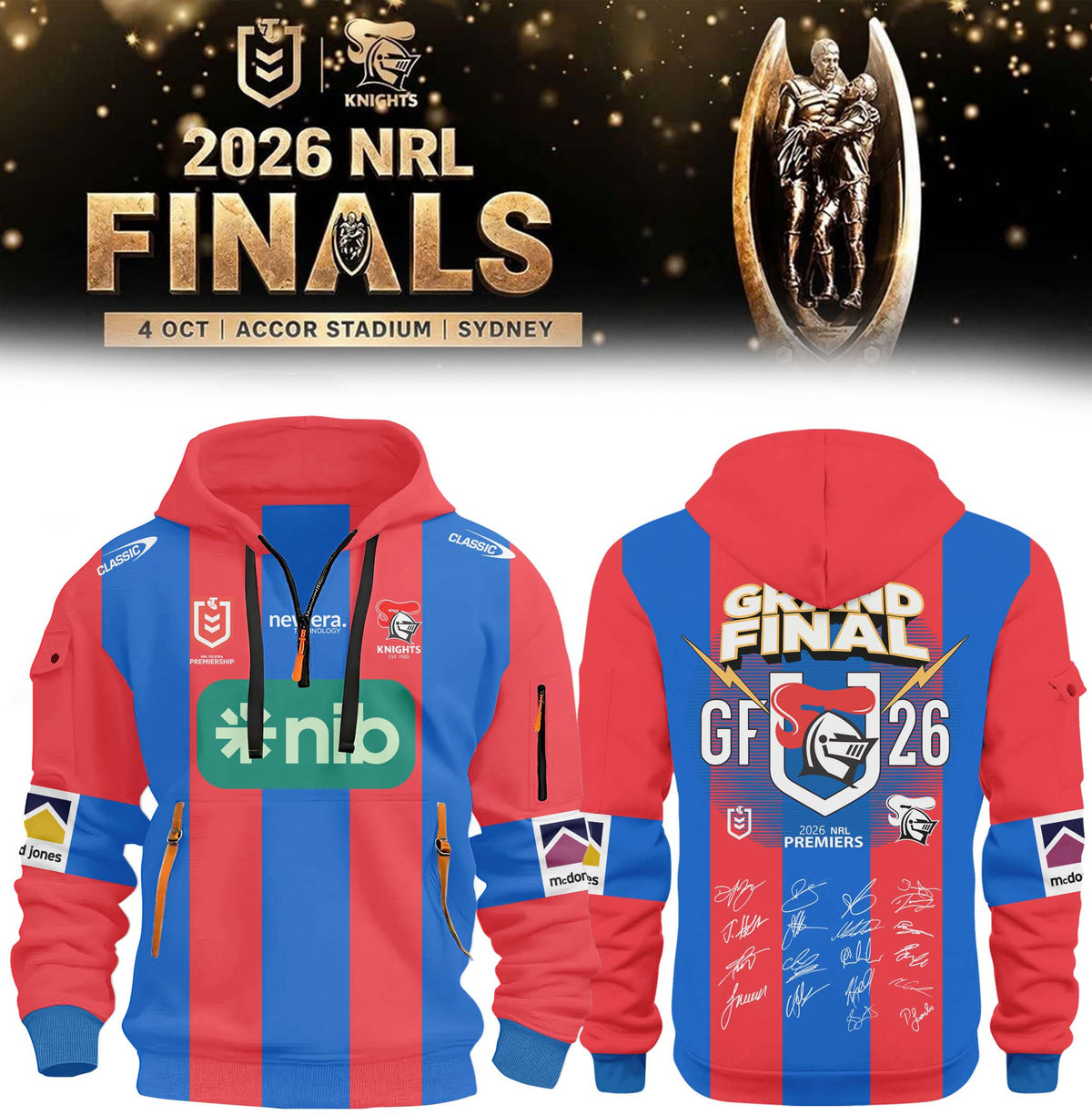 Newcastle Knights Half Zip Hoodie Newcastle Knights Rugby Merch Gift For Best Friends - Foxy23shop