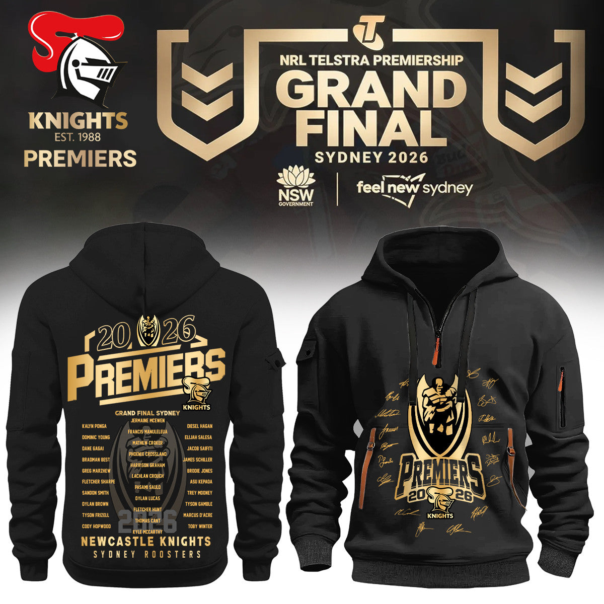 Newcastle Knights Half Zip Hoodie Newcastle Knights Supporter Merch Gift For Friends - Foxy23shop