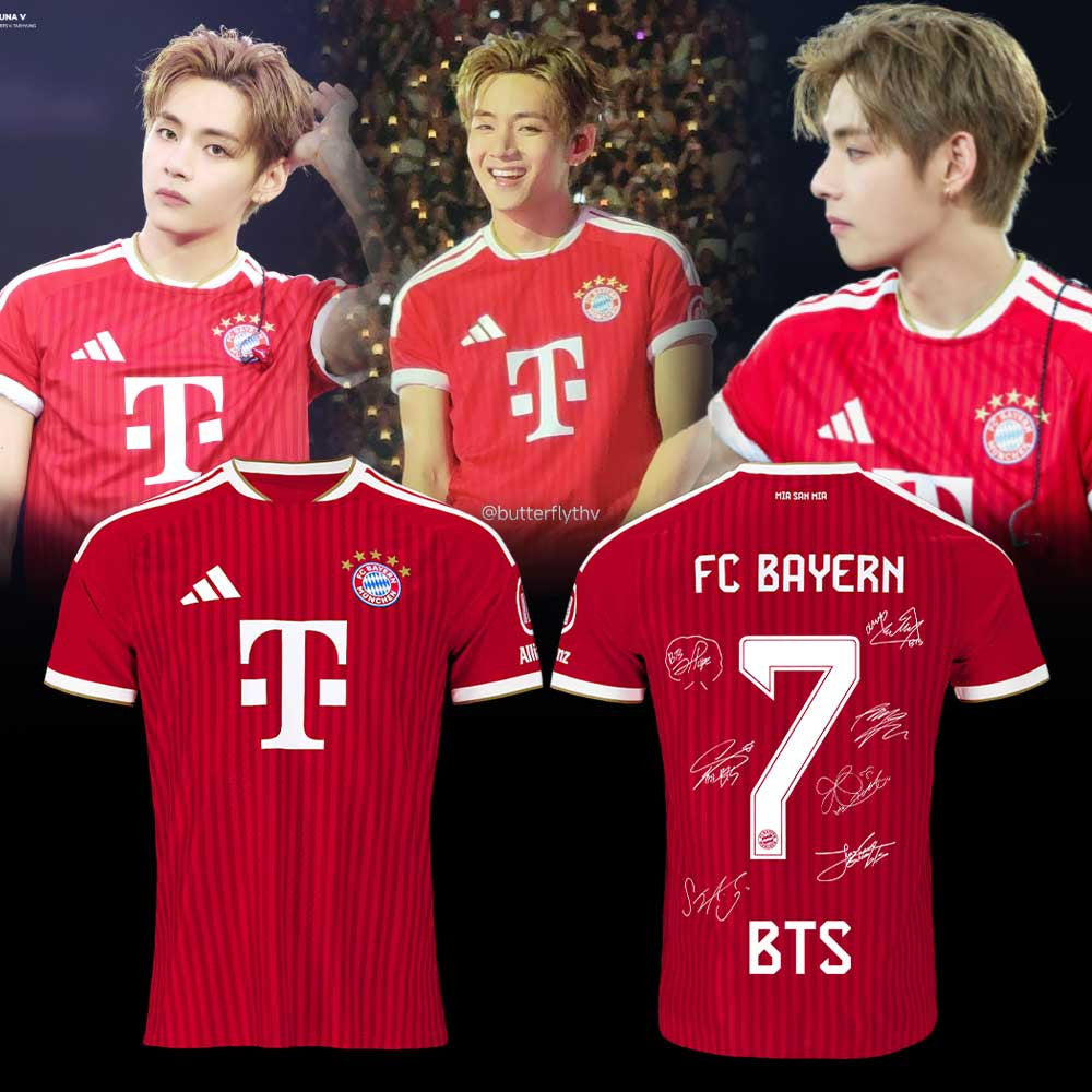 BTS x FC Bayern Munich Merch Arirang World Tour 2026 Signature Jersey Presents For Army - Foxy23shop