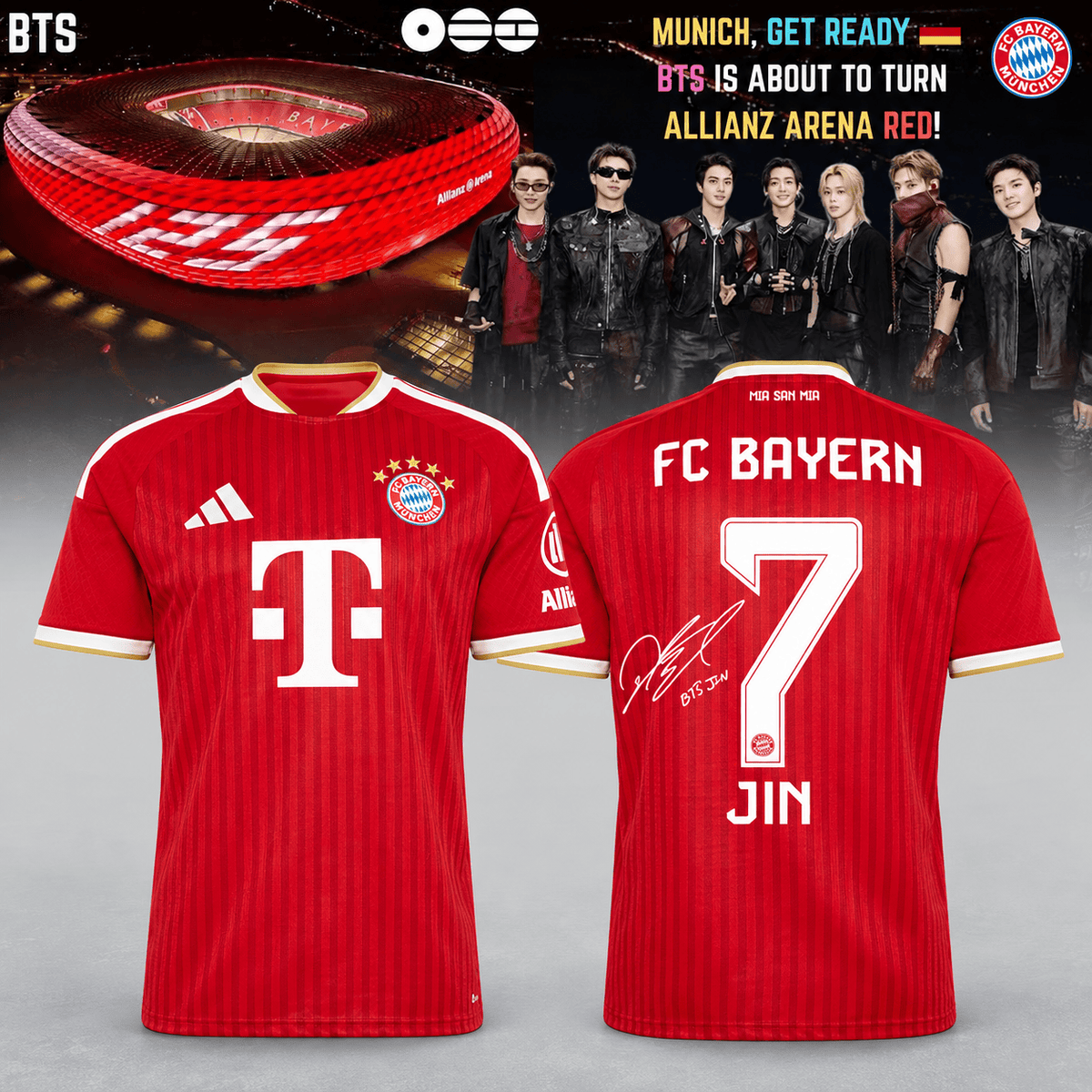 BTS x FC Bayern Munich Merch Arirang World Tour 2026 Signature Jersey Unique Gifts For Fans - Foxy23shop