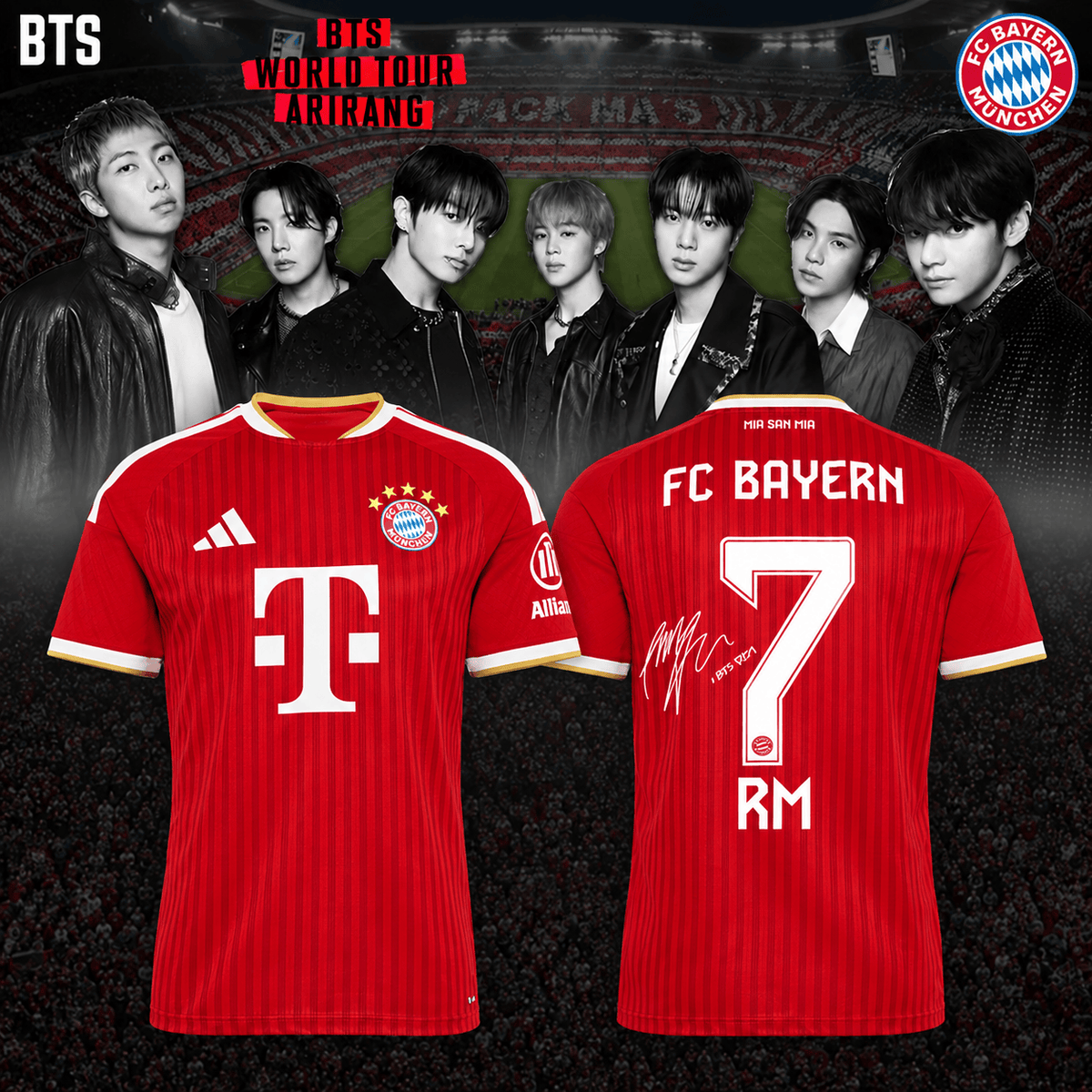 BTS x FC Bayern Munich Merch Arirang World Tour 2026 Signed Jersey Best Gifts For Army - Foxy23shop