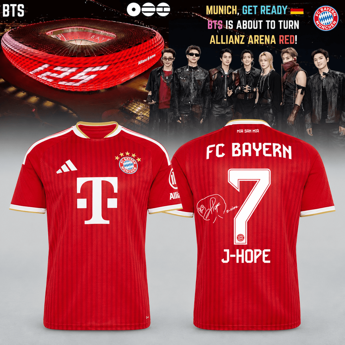 J Hope BTS x FC Bayern Munich Merch Arirang World Tour 2026 Jersey Cool Gifts For Fans - Foxy23shop
