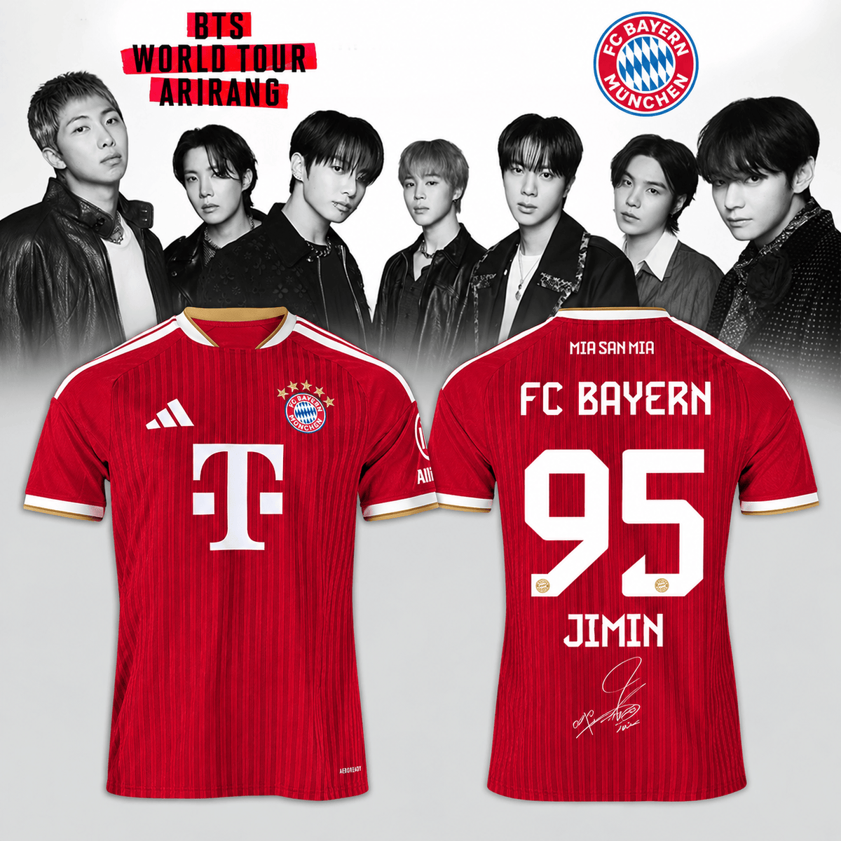 Jimin BTS x FC Bayern Munich Merch Arirang World Tour 2026 Jersey Presents For Army - Foxy23shop