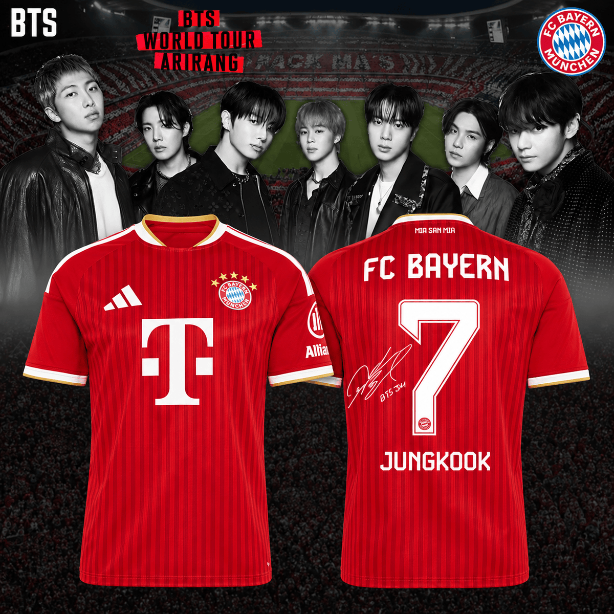 Jungkook BTS x FC Bayern Munich Merch Arirang World Tour 2026 Jersey Gifts For Army - Foxy23shop