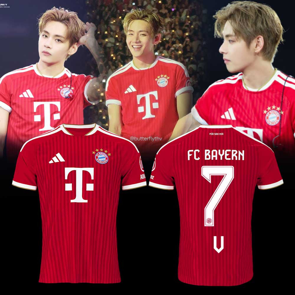 V BTS x FC Bayern Munich Merch Arirang World Tour 2026 Jersey Unique Gifts For Army - Foxy23shop