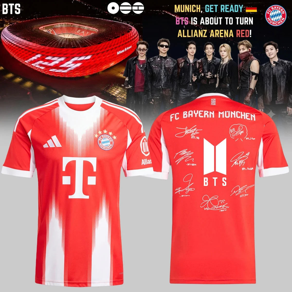 BTS x FC Bayern Munich Merch Arirang World Tour 2026 Signature Jersey Gift Ideas For Army - Foxy23shop