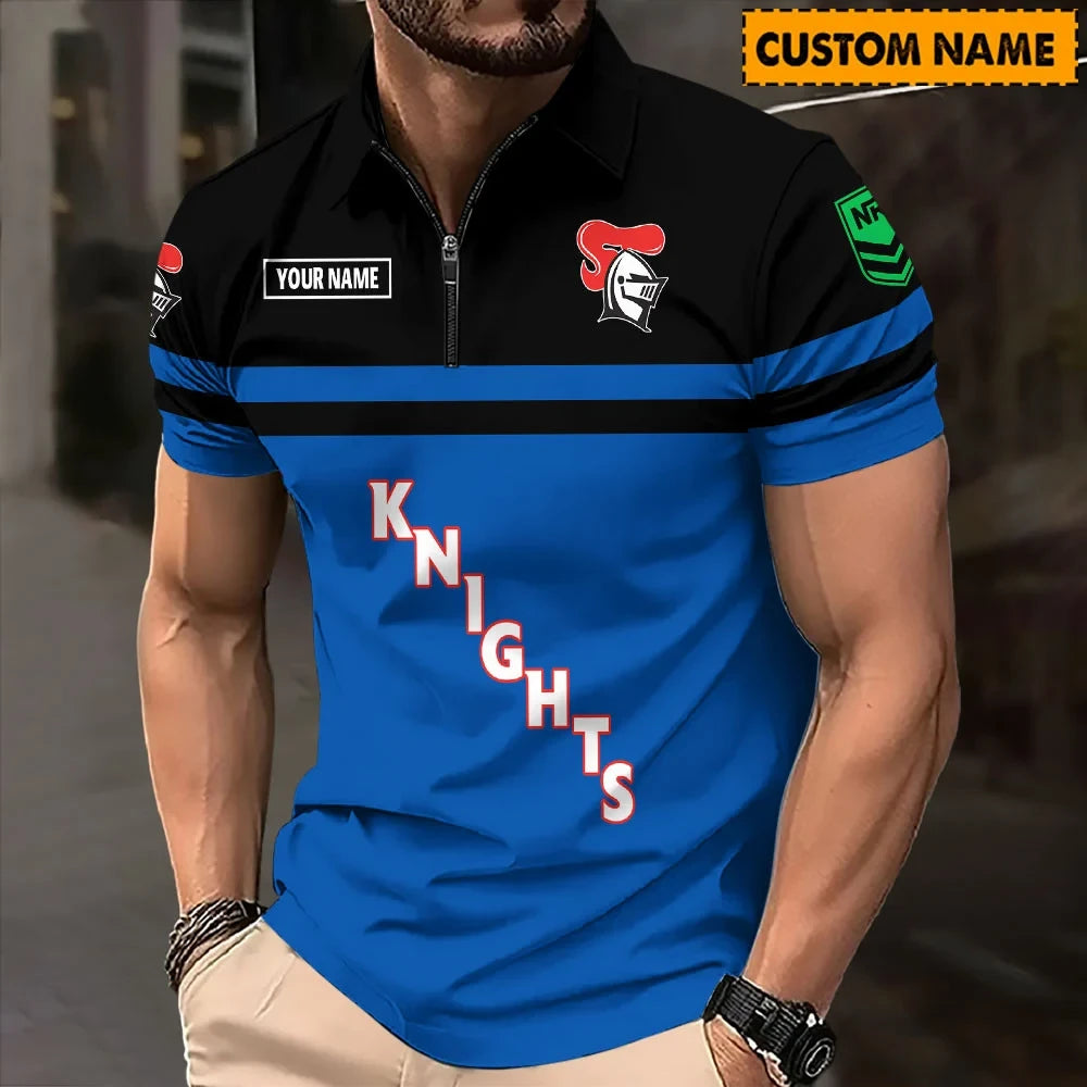 Custom Newcastle Knights Zip Polo Shirt Newcastle Knights Graphic Gift For Best Friends - Foxy23shop