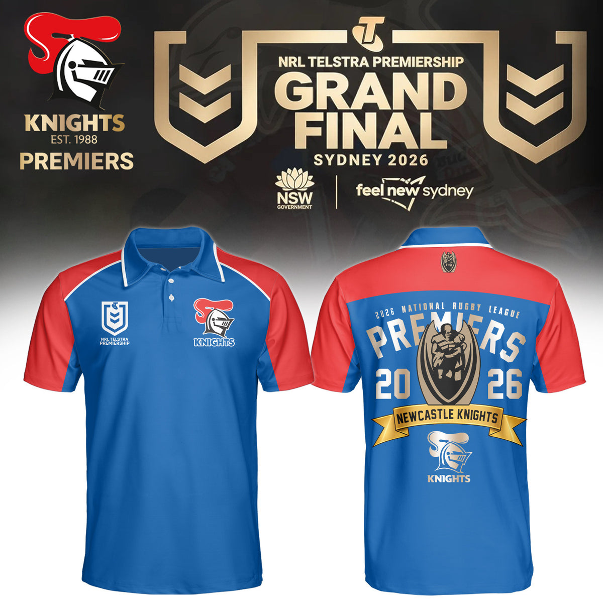 Newcastle Knights Polo Shirt Newcastle Knights Supporter Apparel Gift For Friends - Foxy23shop