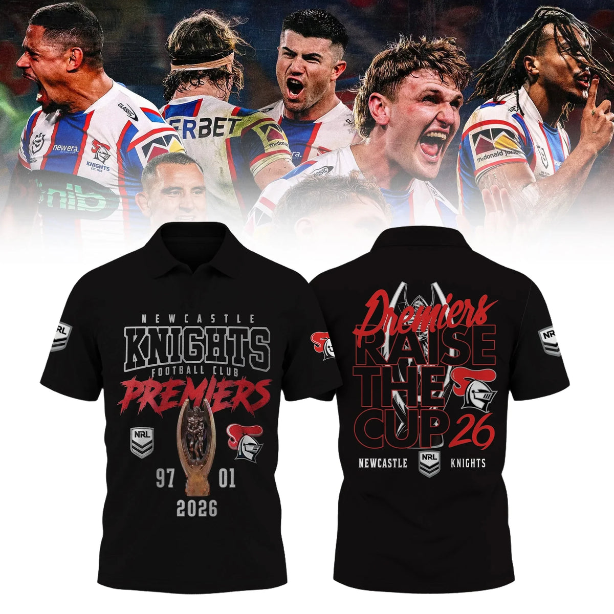 Newcastle Knights Premiers 2026 Polo Shirt Newcastle Knights Rugby Apparel Gift For Men - Foxy23shop