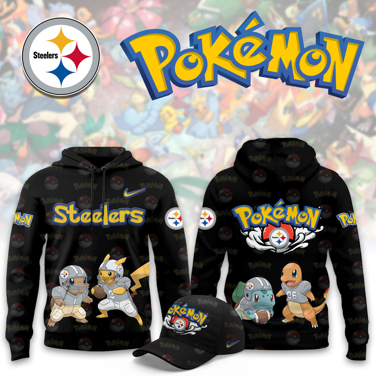 Pittsburgh Steelers x Pokemon 2026 Football Hoodie 2026 Steelers Apparel Fan Gear - Foxy23shop