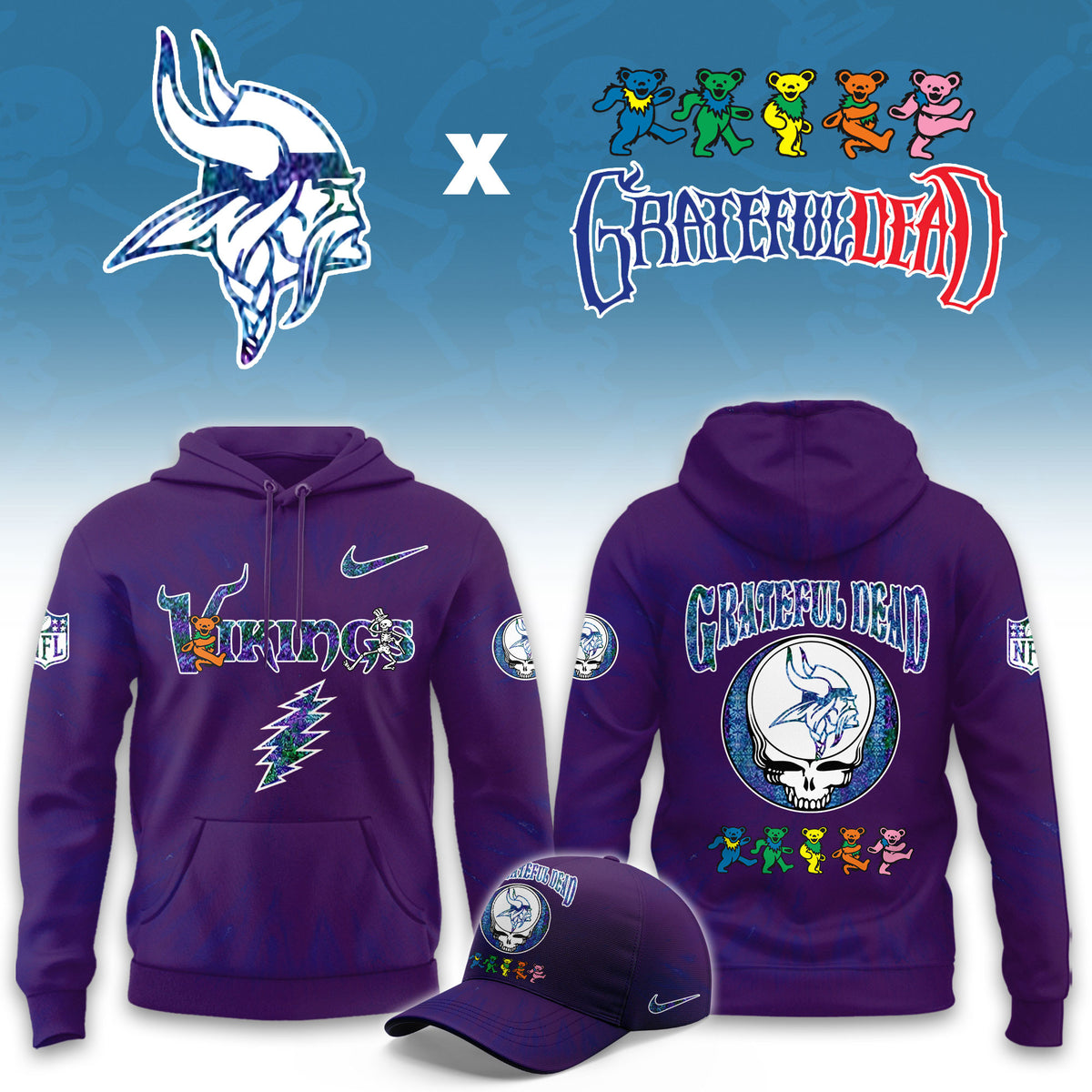 Minnesota Vikings x Grateful Dead Hoodie 2026 Vikings Apparel Gifts For Skol Nation - Foxy23shop