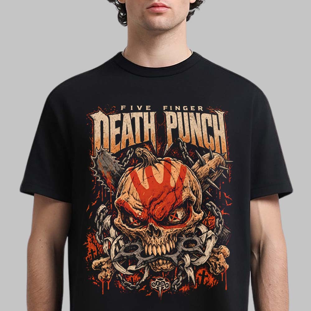 Five Finger Death Punch Halloween 2026 Knucklehead Black T-Shirt Five Finger Death Punch Merch - Foxy23shop