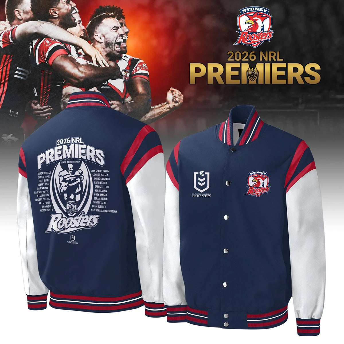 Sydney Roosters Premiers Bomber Jacket Sydney Roosters Fan Clothing Gift For Game Day - Foxy23shop