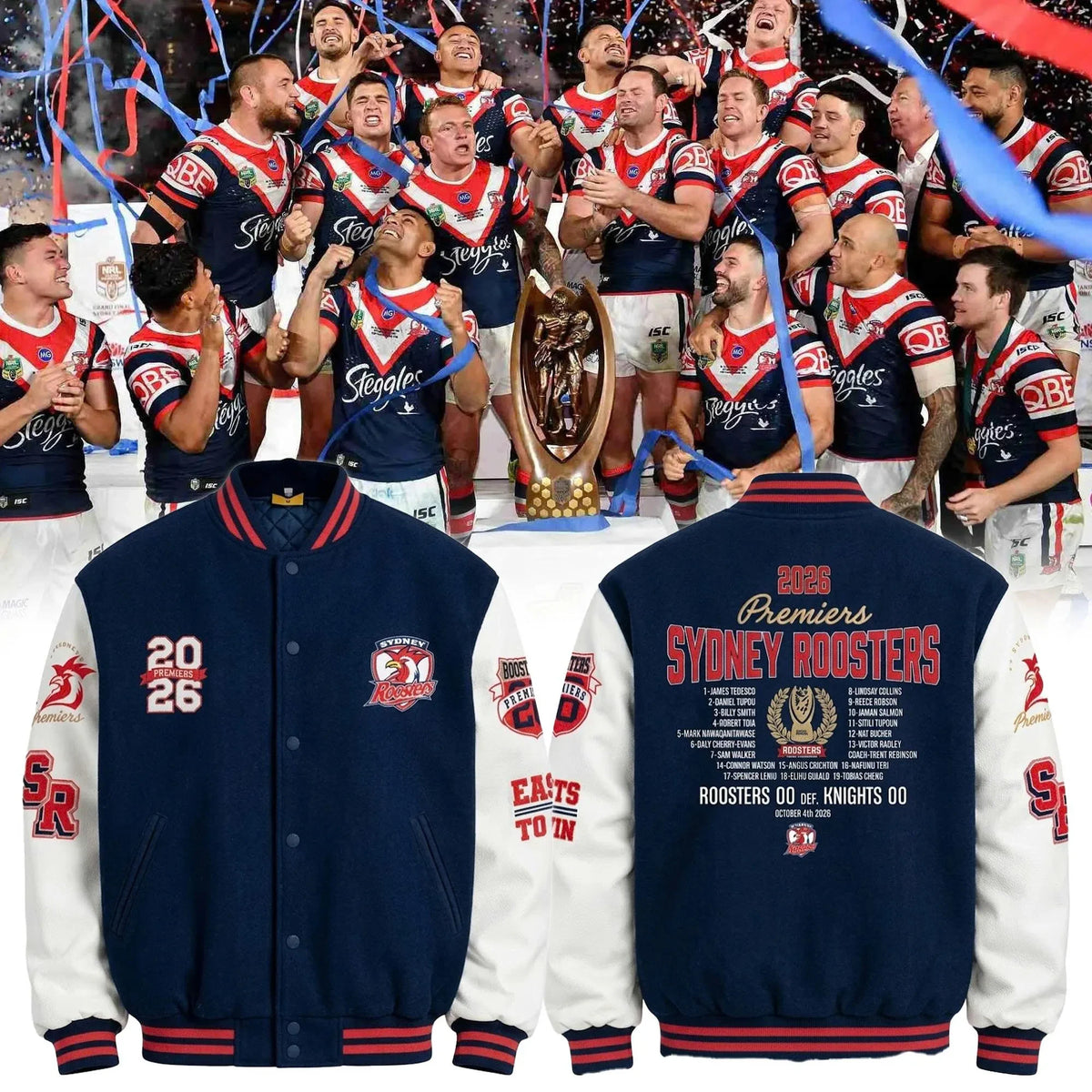 Sydney Roosters Premiers Bomber Jacket Sydney Roosters Sports Clothing Gift For Fans - Foxy23shop