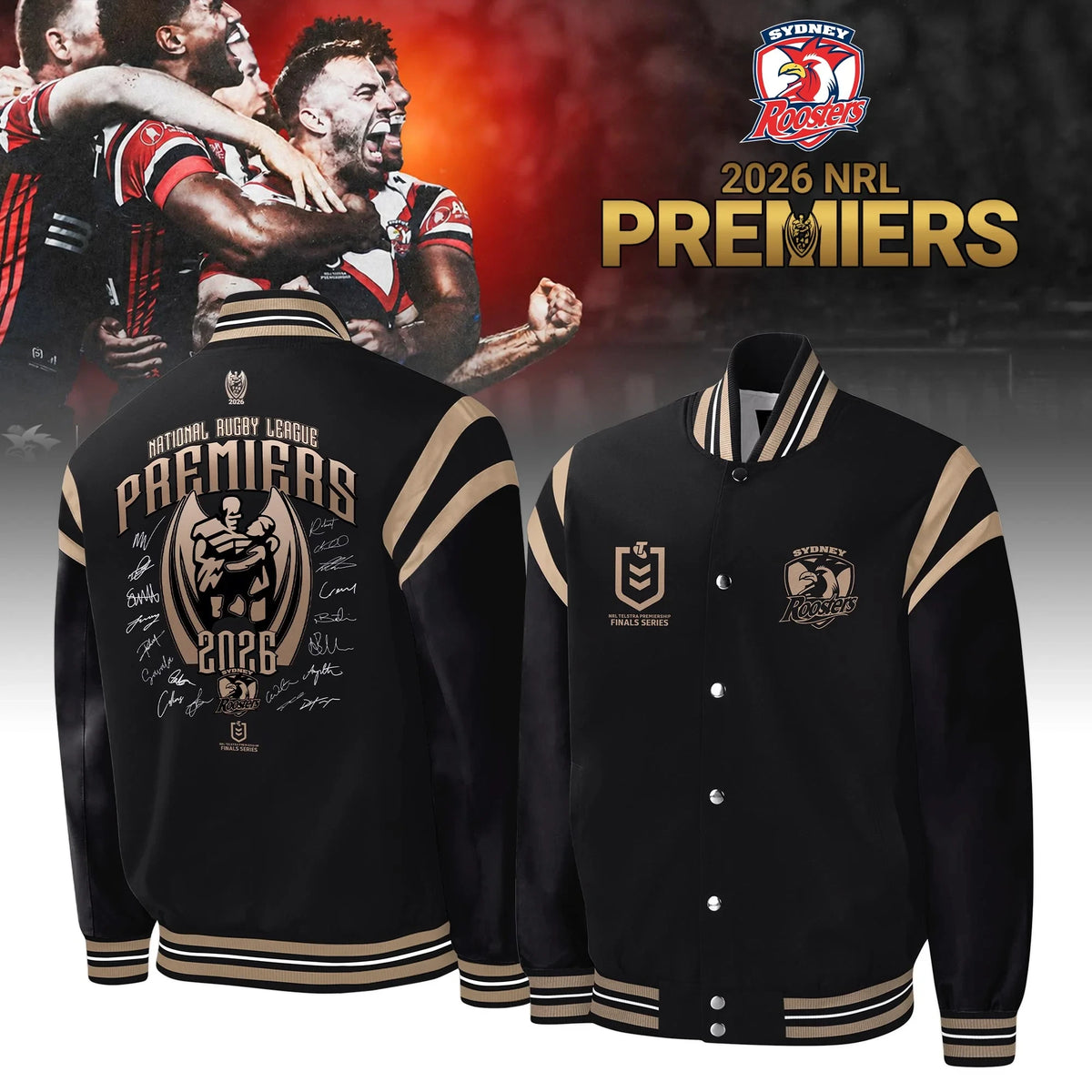 Sydney Roosters Premiers Bomber Jacket Sydney Roosters Jersey Merch Gift For Friends - Foxy23shop
