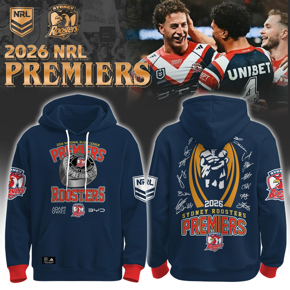 Sydney Roosters Premiers Hoodie Sydney Roosters Graphic Merch Gift For Rugby Fans - Foxy23shop