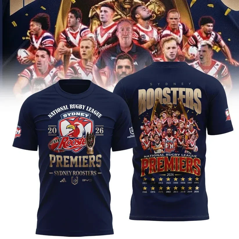 Sydney Roosters Premiers T-Shirt Sydney Roosters Casual Apparel Gift For Sports Fans - Foxy23shop