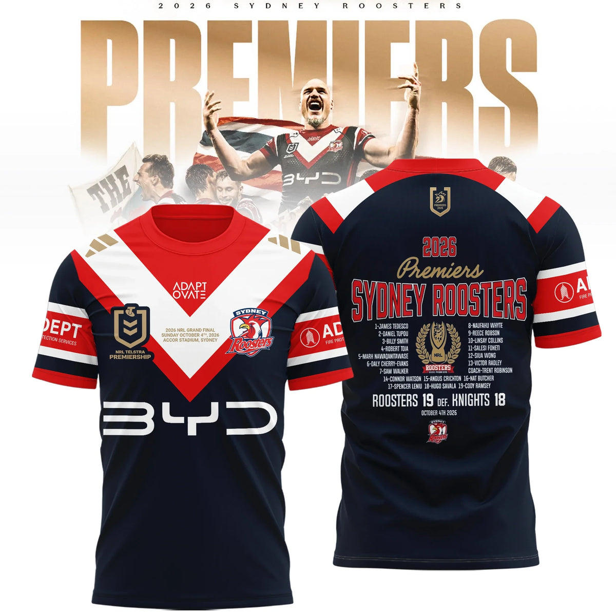 Sydney Roosters Premiers T-Shirt Sydney Roosters Rugby Clothes Gift For Friends - Foxy23shop