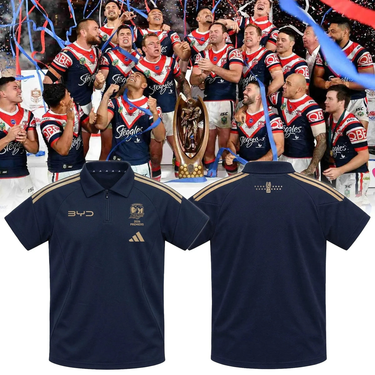 Sydney Roosters Premiers Polo Shirt Sydney Roosters Rugby Apparel Gift For Friends - Foxy23shop