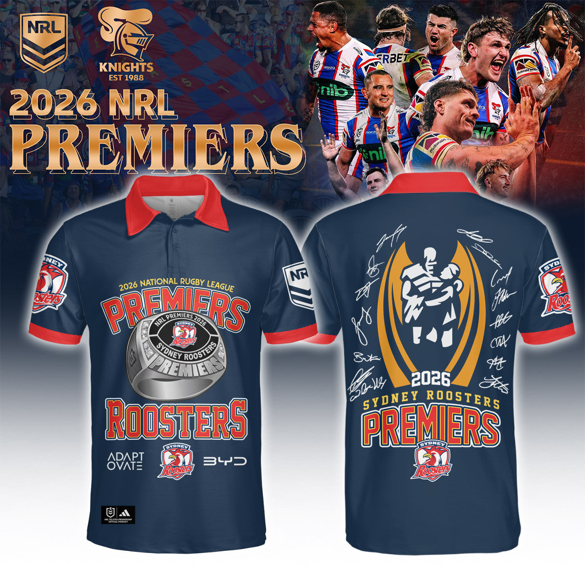 Sydney Roosters Premiers Polo Shirt Sydney Roosters Shirt Gift For Sports Lovers - Foxy23shop