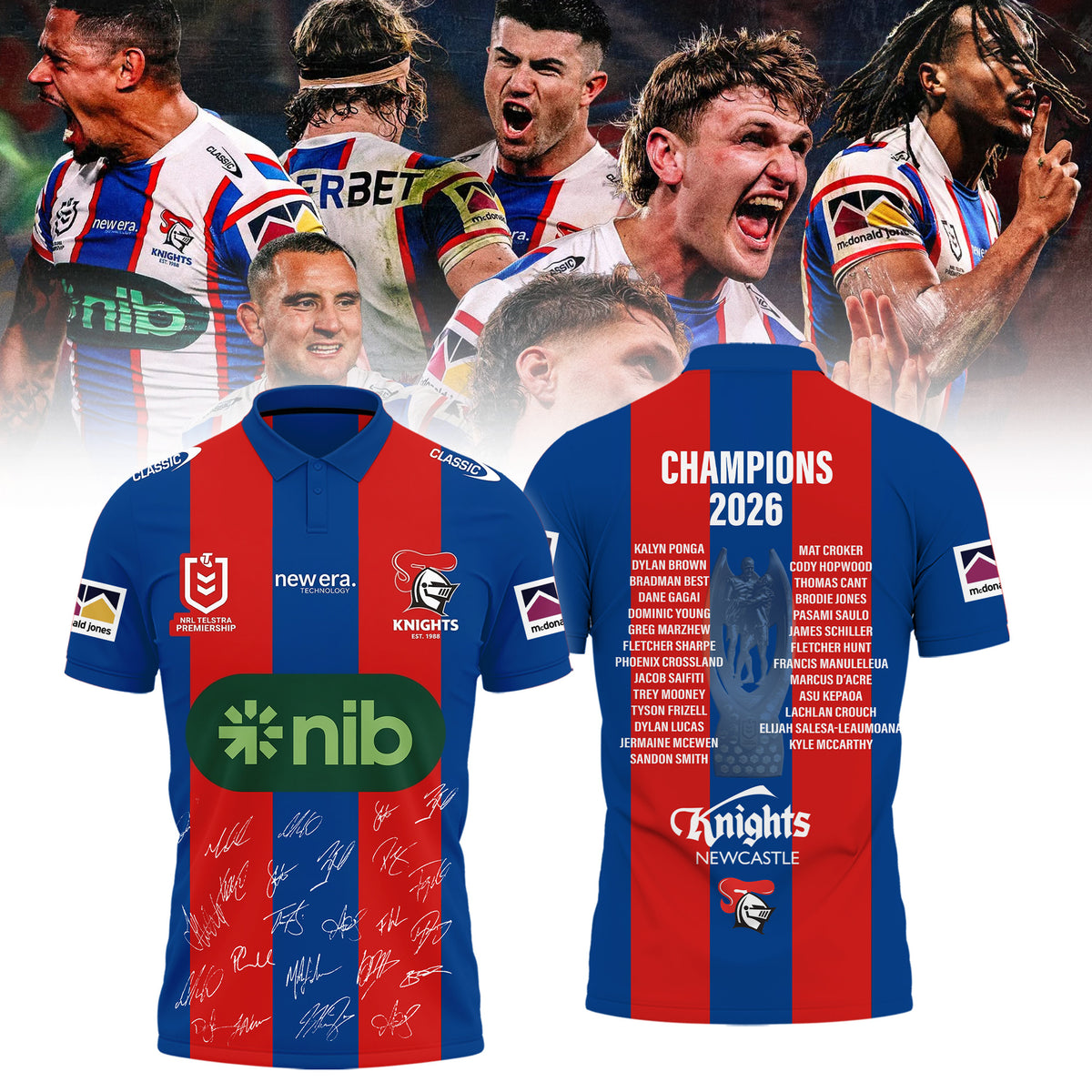 Newcastle Knights Polo Shirt Newcastle Knights Rugby Clothing Gift For Family - Foxy23shop