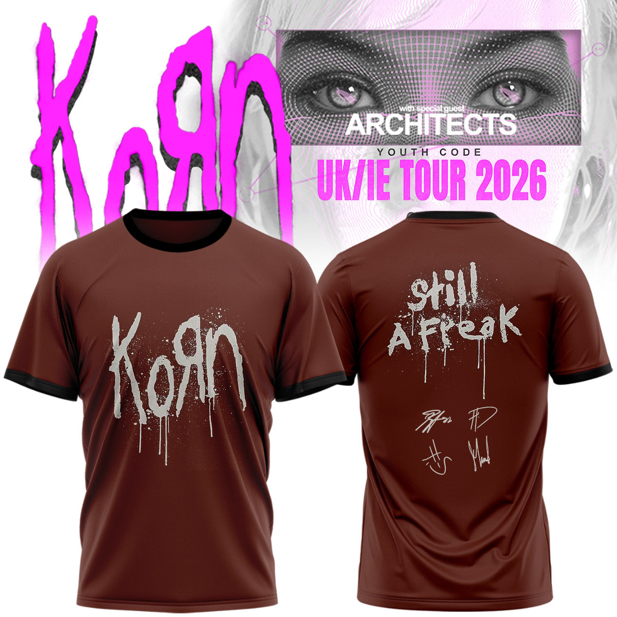 Korn Merch UK IE Tour 2026 Signature T-Shirt Korn Clothes Unique Fan Gifts - Foxy23shop