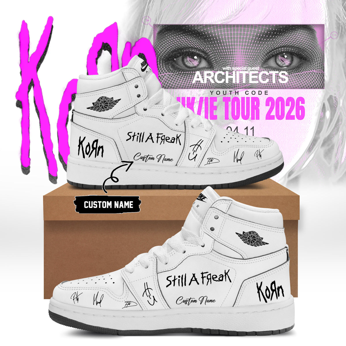Personalized Korn UK IE Tour 2026 Signature Shoes Korn Merch Music Lover Gifts - Foxy23shop