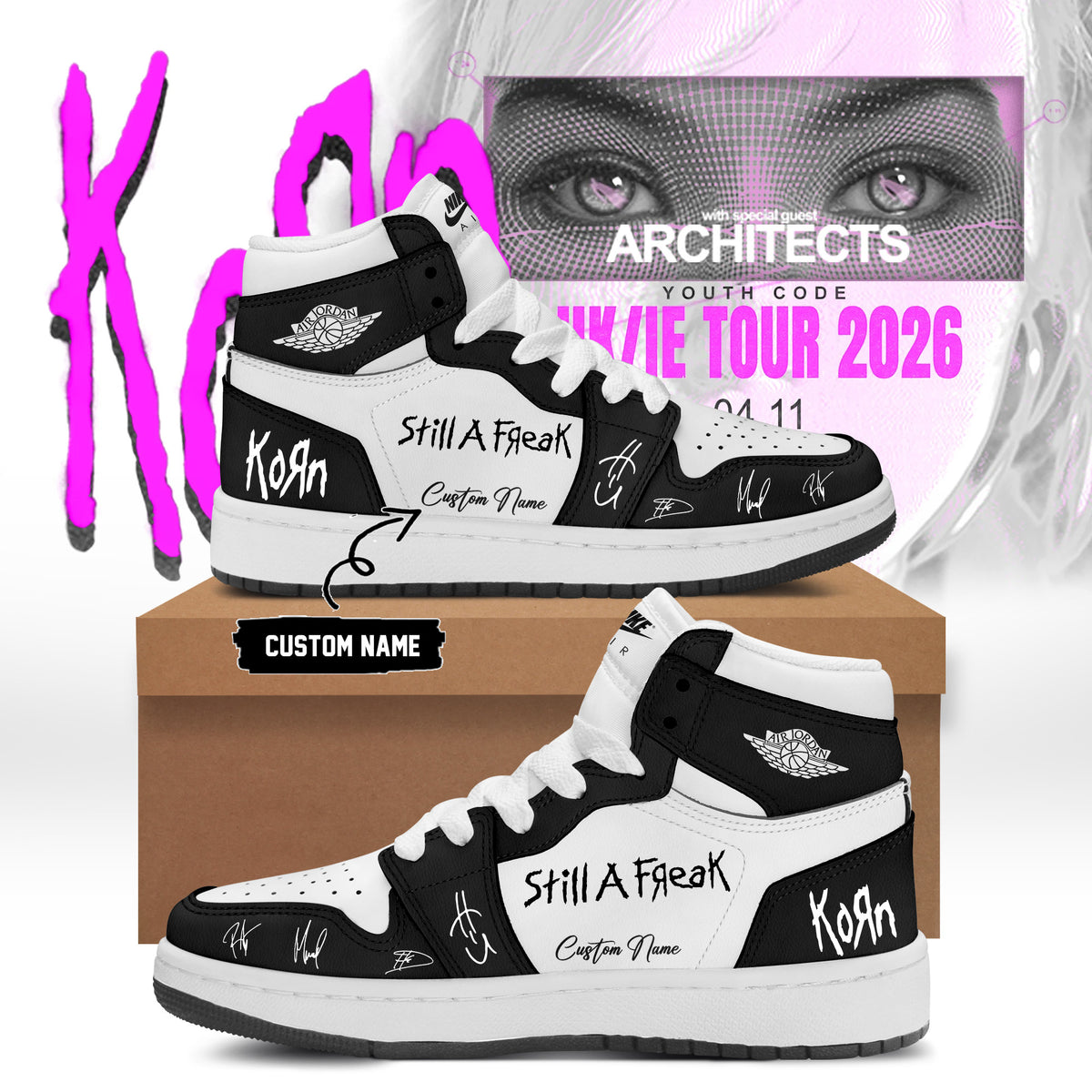 Personalized Korn UK IE Tour 2026 Signed Sneakers Korn Merch Unique Gifts For Music Lovers - Foxy23shop