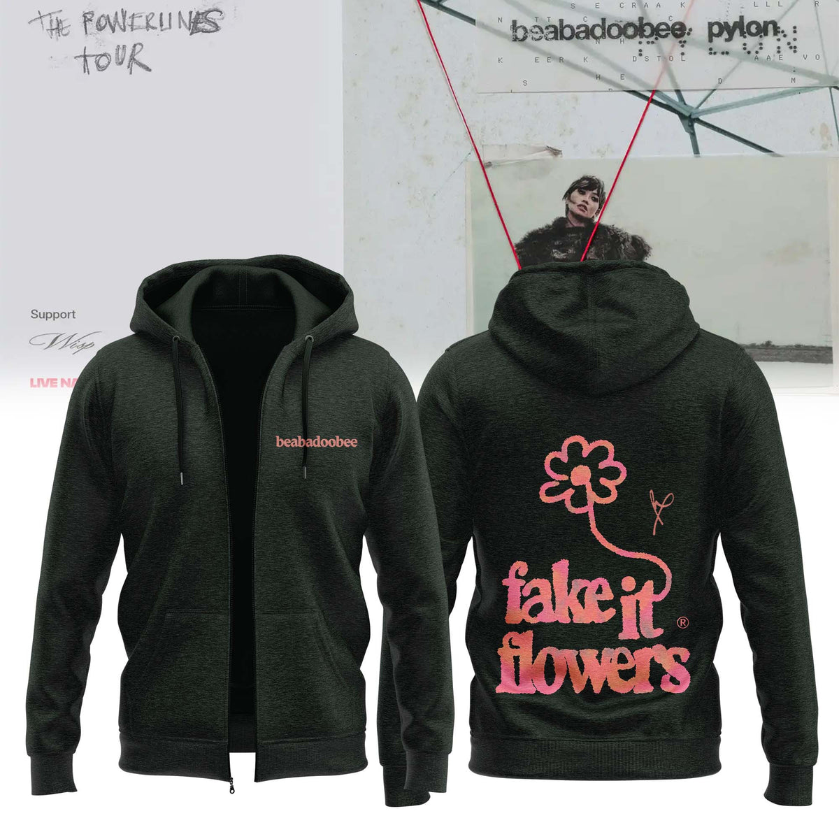 Fake It Flowers Zip Hoodie Beabadoobee Music Clothing Gift For Rock Fans - Foxy23shop