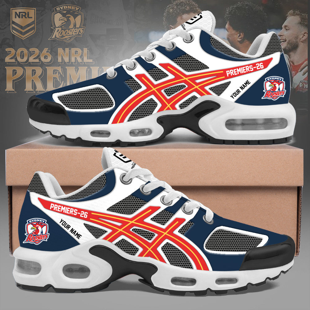 Personalized Sydney Roosters Premiers Air Max Plus Sneakers Roosters Merch Sneaker Lover Gift - Foxy23shop