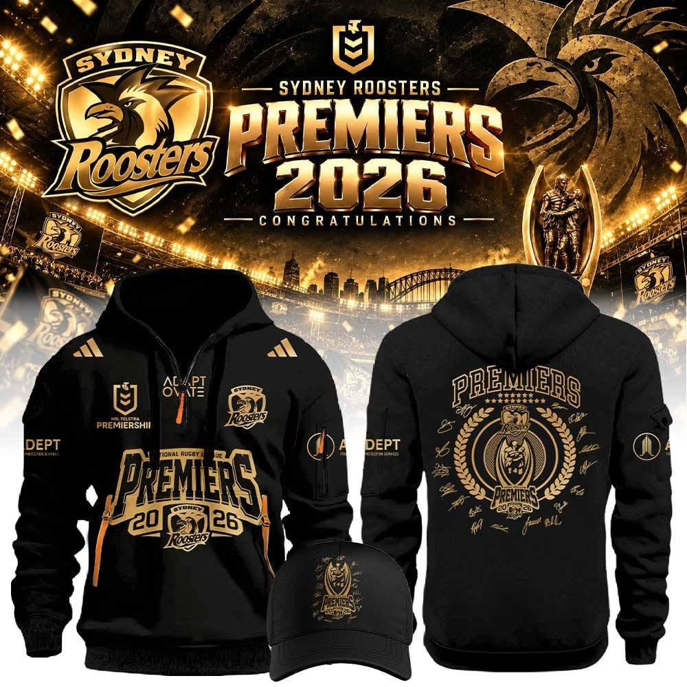 Sydney Roosters Premiers 2026 Quarter Half Zip Hoodie Roosters Merch Presents For Football Fans - Foxy23shop