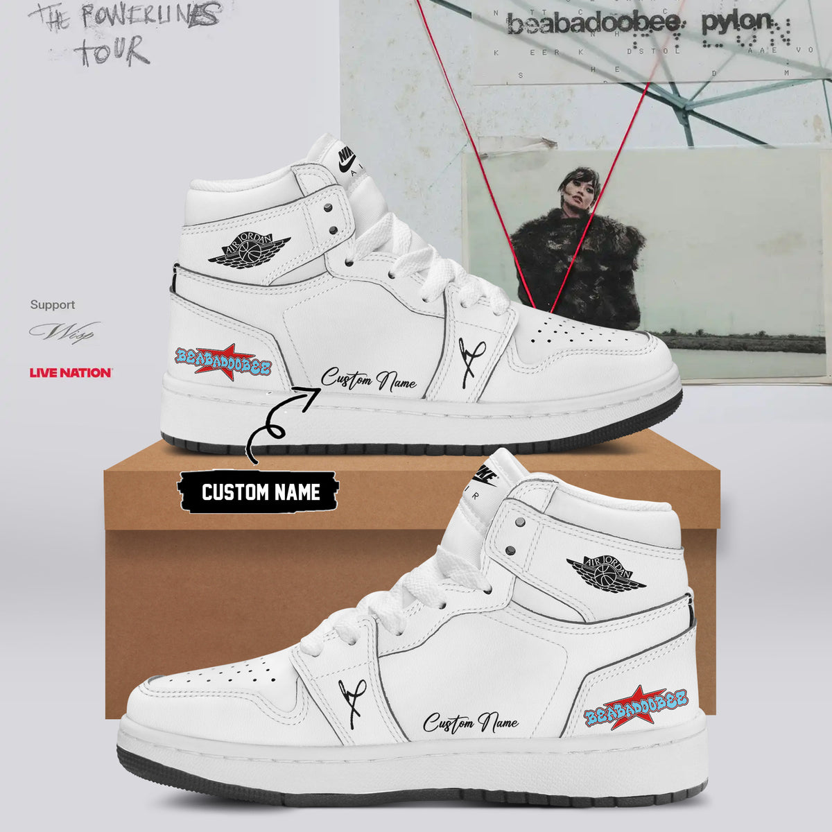 Custom Beabadoobee The Powerlines Tour Sneaker Beabadoobee Pylon Unique Gift For Fans - Foxy23shop