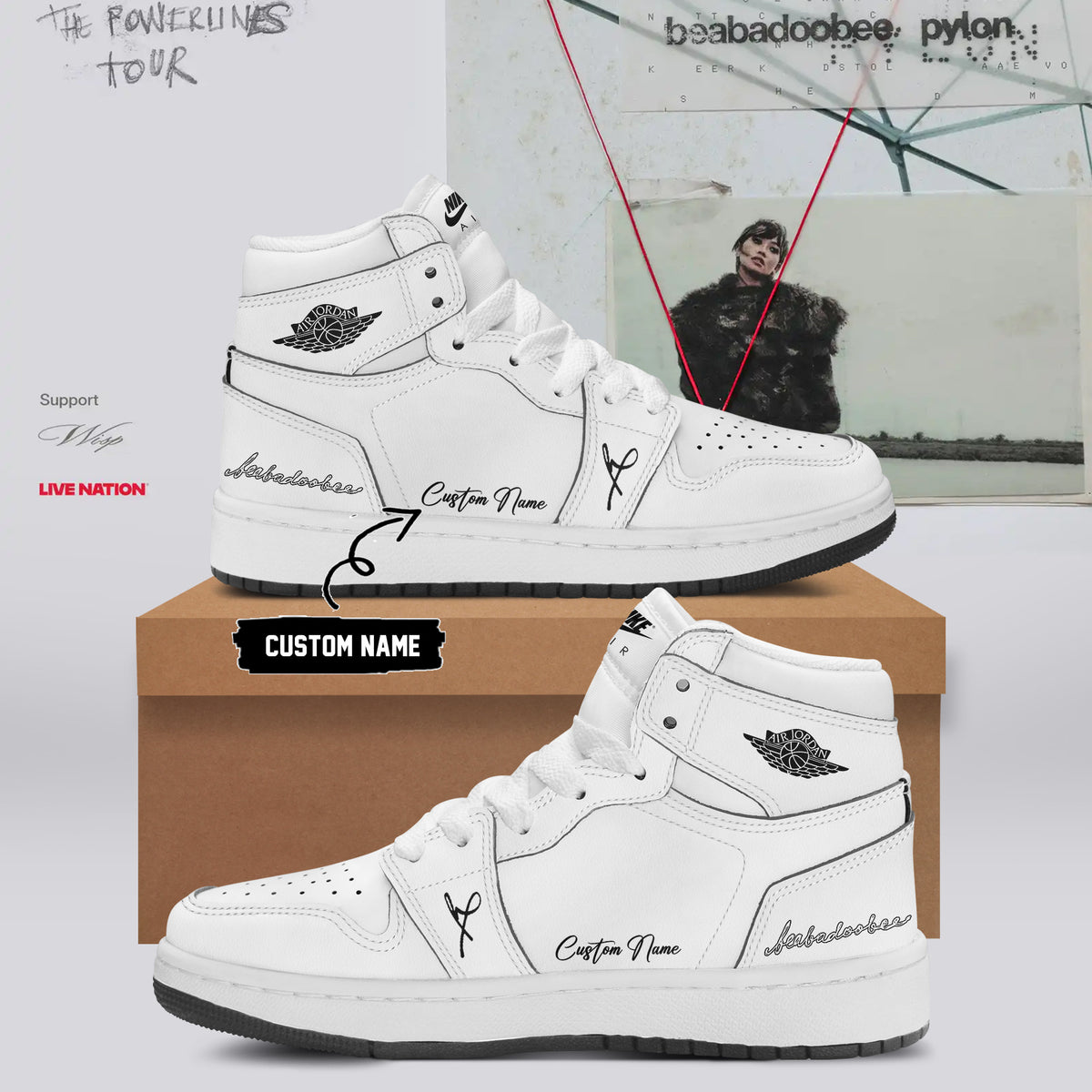 Custom Beabadoobee The Powerlines Tour Sneaker Beabadoobee Unique Gift For Fans - Foxy23shop