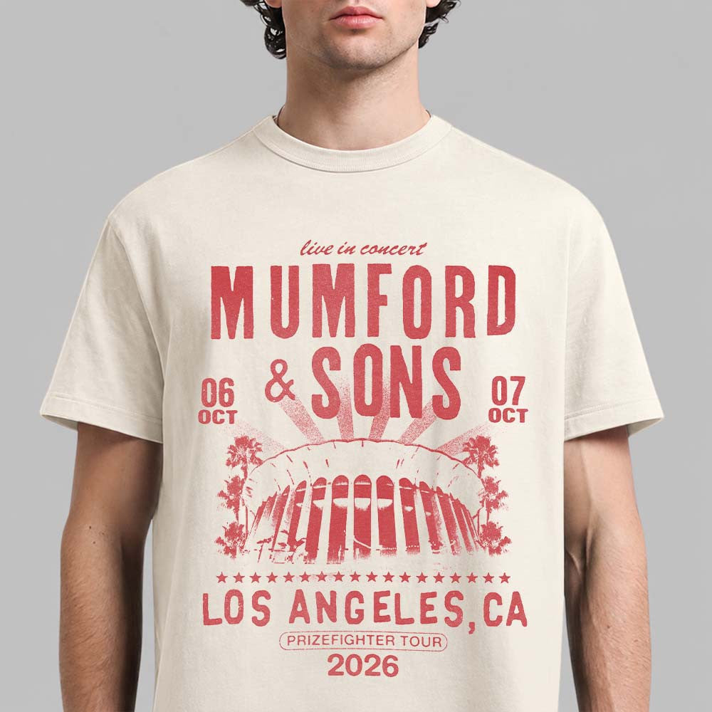 Mumford And Sons Merch Los Angeles CA Prizefighter Tour Shirt Rock Concert Attire Gifts Ideas - Foxy23shop
