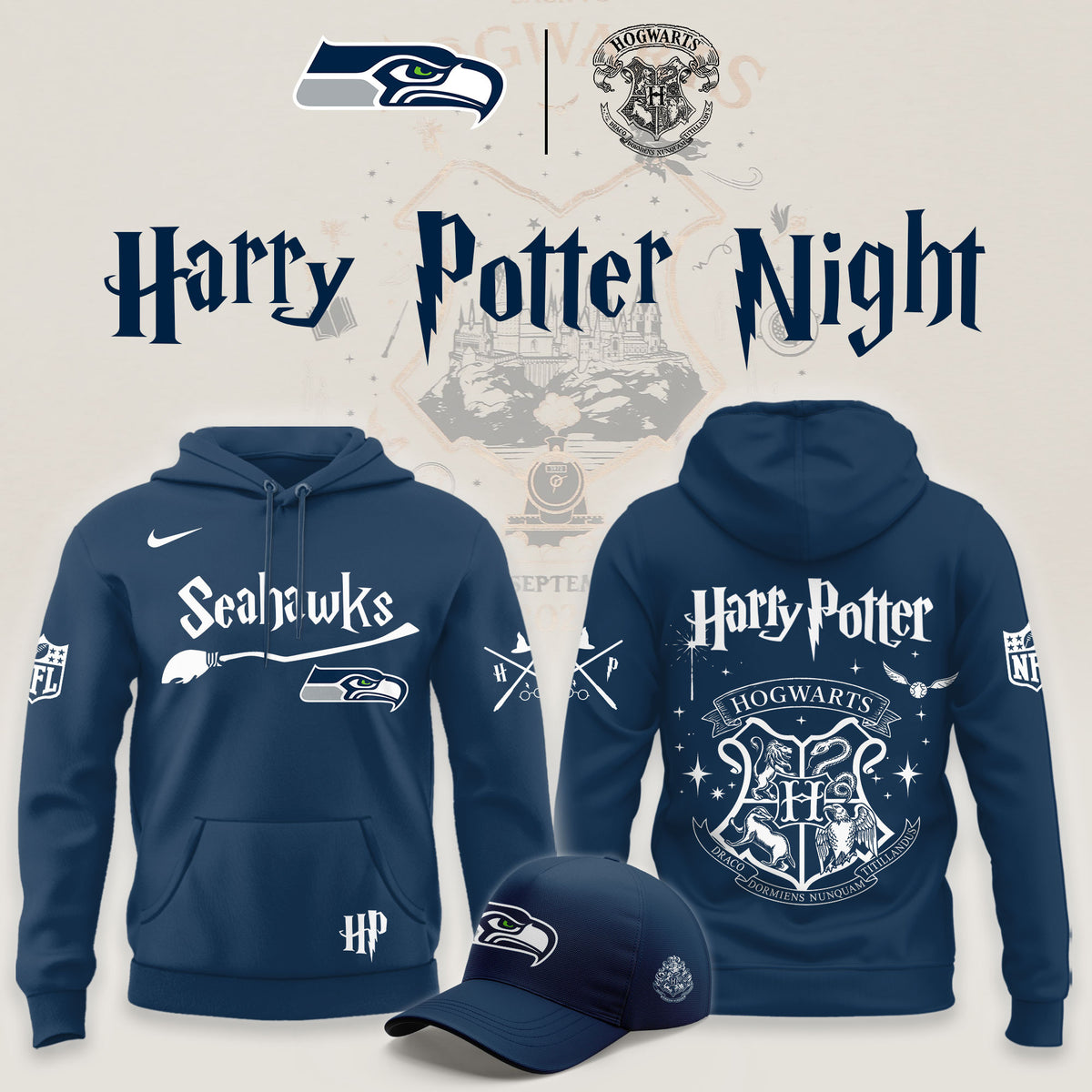 Seattle Seahawks x Harry Potter Night 2026 Hoodie 2026 Seahawks Apparel Gifts For The 12s - Foxy23shop