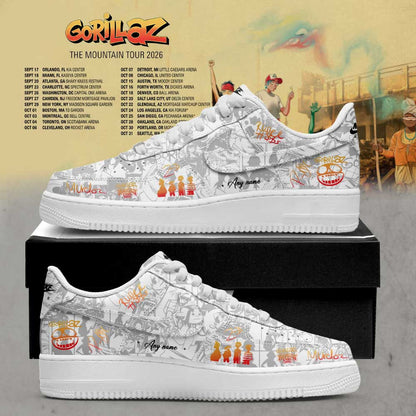 Personalized Gorillaz The Mountain Tour 2026 2027 Sneakers Gorillaz Merch Gifts For Rock Fans - Foxy23shop