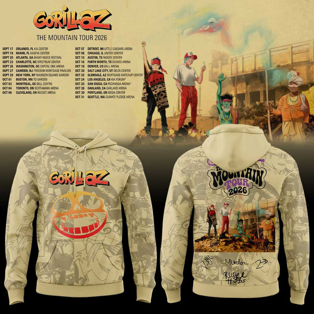 Gorillaz x Mundial Merch The Mountain Tour 2026 2027 Hoodie Presents For Gorillaz Lovers - Foxy23shop